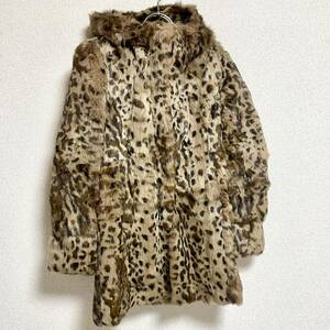 MOUSSY マウジー レオパード柄コート 豹柄 ラビットファーコート 毛皮コート ブラウン サイズ1 レディースS相当 ＊AY