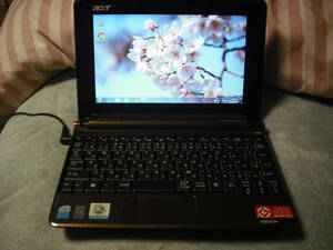 acer ASPIRE One ZG5　Windows7 Home 32bit　Intel Atom N270 1.60GHz　1GB 150GB　8.9型　ダークブラウン系？　Wifi　AC付 ◇p1112◇