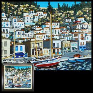 Art hand Auction Morimasa Saegusa Aegean Sea Boros Island F20 Oil Painting on Canvas Framed Common Seal Long Term Storage AC23110510, painting, oil painting, Nature, Landscape painting