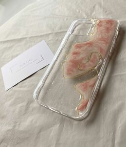 iPhoneケース ハンドメイド ニュアンス ベージュ　ピンク　ゴールド