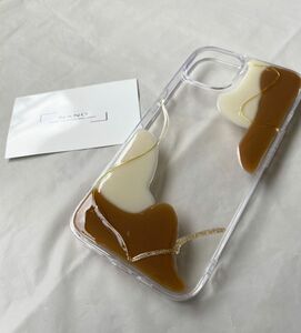 iPhoneケース　ハンドメイド　ニュアンス　ベージュ　茶　ゴールド