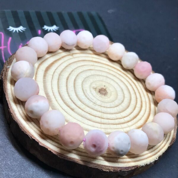 ¥3180→¥2980★アラシャン瑪瑙 ★薄ピンク隕石ブレスレット☆阿拉善 天然石B34252