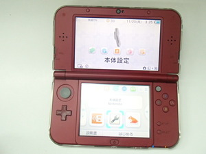 #57335【中古】New ニンテンドー3DSLL 本体 メタリックレッド 任天堂 RED-001 動作確認済 3DS LL タッチペンなし 初期化済み