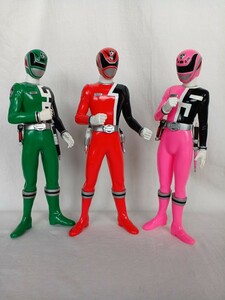 中古 長期保管 特捜戦隊デカレンジャー ビッグサイズ ソフビ フィギュア デカレッド デカピンク デカグリーン 3個セット 台座なし 