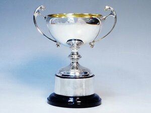 K11166【記念品】記念 トロフィー シルバーカップ 優勝カップ 優勝杯 表彰 杯 置物 高さ19.7cm