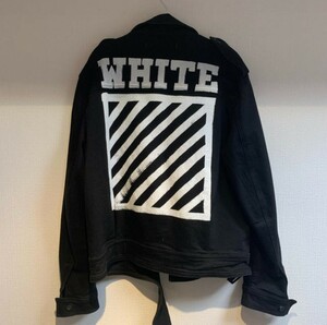  GW価格■Off-white デニムジャケット jacket ブラック ライダース ブルゾン ジャケット 黒 サイズM 