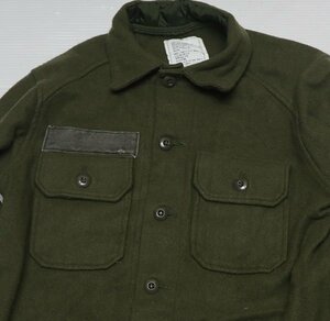 LS69米軍実物ARMYアメリカ古着ウールシャツMユーティリティシャツ長袖シャツ80'Sビンテージ緑系ミリタリーシャツ/ボックスシャツ/オールド