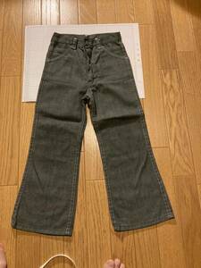  Vintage Kids 60's ~70'ssia-z flair Denim pants deep green series ta long Zip 6 -years old 
