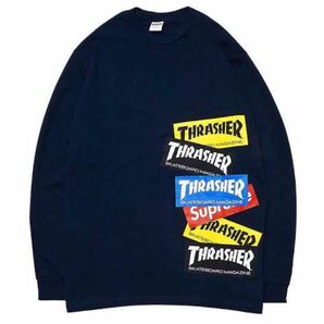 シュプリーム スラッシャー マルチ ロゴ L/S Tシャツ "ネイビー"