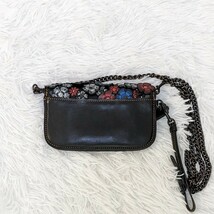 COACH coach コーチ ショルダーバッグ 長財布 ティーローズ 花 クラブタン ウィズ 別売りチェーン付き レザー 黒 ブラック 58181_画像2