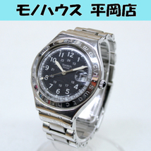 動作確認済み SWATCH IRONY AG 2003 クオーツ式腕時計 3針 デイト ブラック文字盤 ステンレススチール 純正ブレス 電池切れ 札幌市 清田区_画像1