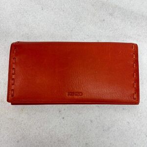 H654-C4-804 ◎ KENZO ケンゾー 二つ折り 長財布 ウォレット 札入れ 小銭入れ オレンジ系ブラウン 約縦10×横19×マチ1.5cm ②