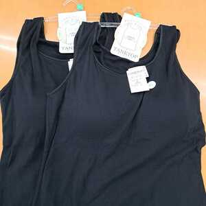  new goods * free shipping * cotton 100%*4L lady's cup attaching tank top black 2 sheets ( cup removed possible )