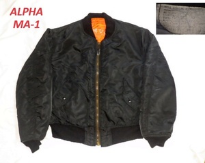 ALPHAアルファMA‐1フライトジャケットL黒★刺繍L‐2Bー15C