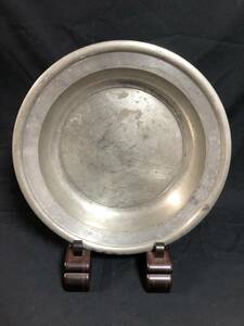 特大35cm錫大皿 深皿 19世紀 茶道具　お盆　中国古美術