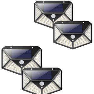 4個　led ソーラーライト センサーライト　LED　投光器 看板 高輝度 玄関　照明　屋外　セキュリティライト　白　ホワイト