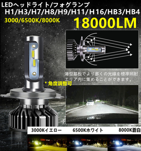 LEDヘッドライト 車検対応 高輝度 LEDバルブ フォグランプ H4(Hi/Lo)/H1/H3/H7/H8/H9/H10/H11/H16/HB3/HB4 6500ｋ/8000ｋ/3000ｋ