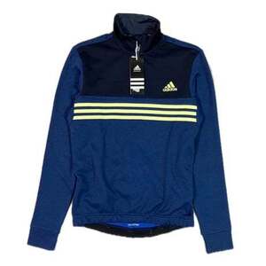 ☆1円スタート 売切り☆ U104ゆ adidas 新品 タグ付き サイクルジャージ ハーフジップ ライトフリース 裏起毛 長袖 メンズ ネイビー 