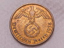 ナチス通貨 素晴らしい当時未使用色まで完全 ハーケンクロイツ 鉤十字完全 1938 トーン未使用 ドイツ第三帝国 送料210円にて同梱発送可_画像1