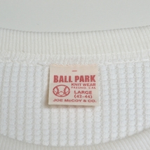 ●489156 THE REAL McCOY'S ザリアルマッコイズ ●サーマルシャツ 長袖 Tシャツ ワッフル BALL PARK KW サイズL メンズ ホワイト_画像5