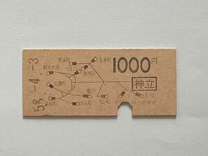 【希少品セール】国鉄 地図式乗車券 (神立→1000円区間) 神立駅発行 2515