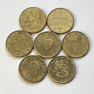 【希少品セール】ユーロコイン10セント硬貨 フランス ドイツ スペイン オランダ オーストリア ベルギー フィンランド 各1枚ずつ7枚まとめて