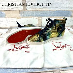 CHRISTIAN LOUBOUTIN　クリスチャンルブタン　ハイカット　スニーカー　メタリックパイソン　シューズ　靴　マルチカラー