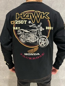 ジャックローズ×HONDA　黒　XL　CB250T HAWK ロンT　アメカジ　バイク