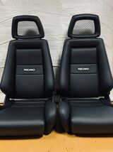 4.5.レカロ RECARO 2脚セット LX-M 黒フェイクレザー張り替え 張替え 張替 ブラックシングルステッチ 左側 両側ダイヤル_画像1