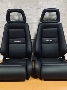 17.18.レカロ RECARO 2脚セットLX-L 黒フェイクレザー張り替え 張替え 張替 ブラックシングルステッチ 片側ダイヤル