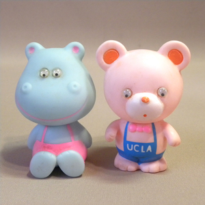 【まとめて】1970年代 当時物 動物キャラクター ソフビ 人形 2個セット ( 古い 昔の ビンテージ 昭和レトロ おもちゃ 玩具 ) 