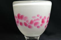 氷コップ　棗型　乳白　ピンク　吹雪　斑点　吹きガラス　大正ロマン　和ガラス　アンティーク_画像2