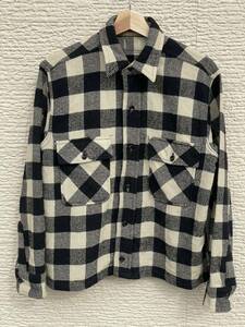 50s 白 黒 バッファローチェック ウールシャツ USA製 （ ビンテージ 50年代 40s ネルシャツ 60s ジャケット