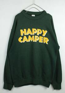 K521　USA製　Fruit of the loom　90S　HAPPY CAMPER　ハッピーキャンパー　スウェットシャツ　トレーナー　L