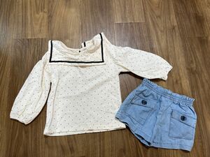 バースデイ　ZARA ザラキッズ　 トップス カットソー　パンツ　セット 女の子　95cm セーラー　ショートパンツ