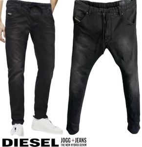 定価38,500円DIESELディーゼルKROOLEY-E-NE0670M顔料製品染めjoggジーンズスリムテーパードデニム30ブラックTHOMMERSTRUKT