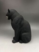 鹿) Demain ドマン HK 豹 黒豹 クロヒョウ 置物 高さ約26.5cm 人形 アンティーク インテリア オブジェ 猫 ネコ ブラック 陶器 陶磁器_画像3