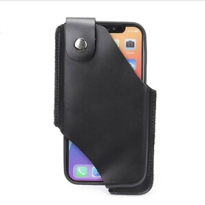 新品 本革レザー ウエストバッグ ブラック 携帯電話ホルダーケース スマホバッグ iPhoneバッグ スマートフォン アンドロイド 送料無料の画像5