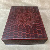 鎌倉彫 文箱 硯箱 筆記用具 収納箱 書道具入れ 収納ケース 木製 Traditional Handicraft. KAMAKURA-BORI STATIONERY CASE_画像2