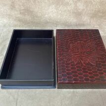 鎌倉彫 文箱 硯箱 筆記用具 収納箱 書道具入れ 収納ケース 木製 Traditional Handicraft. KAMAKURA-BORI STATIONERY CASE_画像6