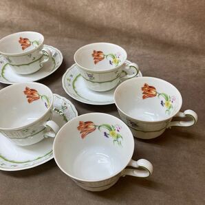 美品 ドイツ製 HEINRICH ハインリッヒ カップ&ソーサー 4点 カップのみ2点 Germany ホワイト 小花 花柄の画像2