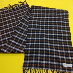 Aquascutum アクアスキュータム カシミヤ 100% チェック 英国製　マフラー　ユニセックス　MADE IN ENGLAND