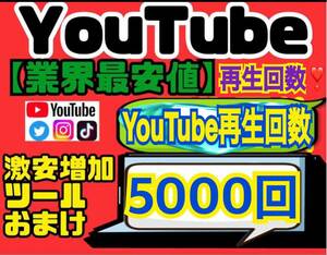 業界最安値★高品質【YouTube再生回数5000回おまけ】増加ツールのセット！！