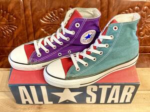 ★☆90s!USA!希少レア!converse ALL STAR HI マルチカラー 緑/赤/紫 5 24cm コンバース オールスター ハイカット デッド ビンテージ 2310★