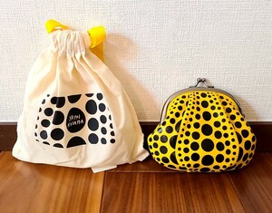 草間彌生 KUSAMA YAYOI財布 がま口 PUMPKIN かぼちゃ 南瓜 水玉ドット イエロー 保存袋付き