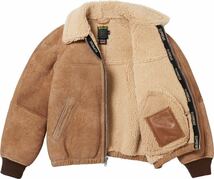 【国内正規】S Supreme Schott Shearling Bomber Jacket Brown Small シュプリーム シャット シェアリング ボンバー ブラウン ムートン 革 _画像2