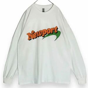 新品 newport ニューポート ロンTシャツ 大判 企業 セール デカロゴ プリント タバコ たばこ 煙草 白 ホワイト