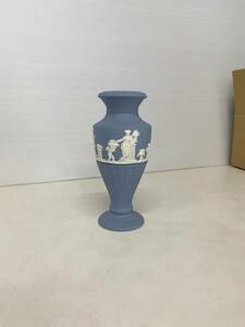 YK　ウェッジウッド　ジャスパーウェア　ペールブルー　フルーテッドフラワーベース　WEDGWOOD