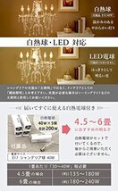 萩原 シャンデリア 照明 5灯 エレガント【LED電球対応】 工事不要 引掛シーリング取付可 白熱 電球セット 1台 シルバー NL-8629SL_画像4