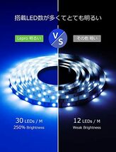 Lepro LEDテープライト SMD 5050 両面テープ 10m (5m*2本) 300連 非防水 RGB 30leds/m 高輝度 44Kコントローラー 調光調色 切断可能_画像4